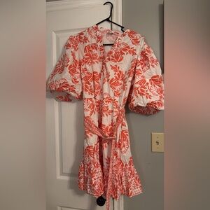 crown & ivy White and Orange Floral Mini Dress
